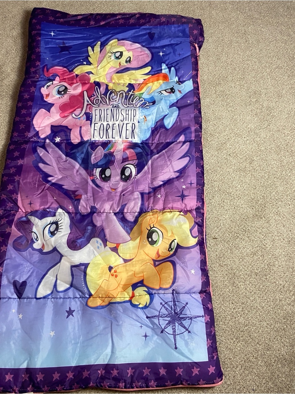 My Little Pony Sleeping Bag Blanket Child Sz Camping Sleepover Purple